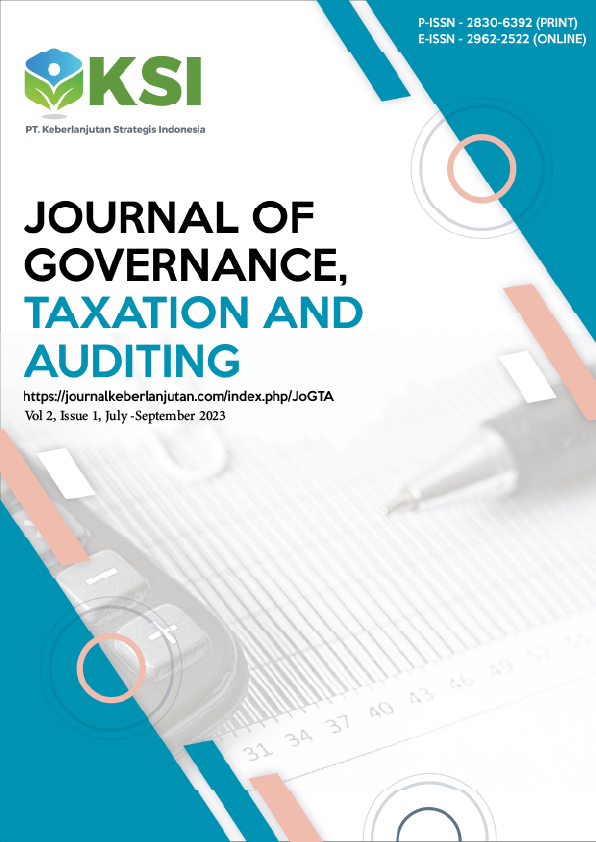 					View Vol. 2 No. 1 (2023): Journal of Governance, Taxation and Auditing (July - September 2023)-In Press
				
