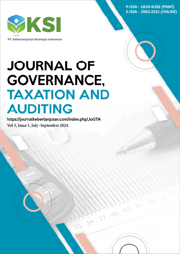 					View Vol. 3 No. 1 (2024): Journal of Governance, Taxation and Auditing (July - September 2024)
				