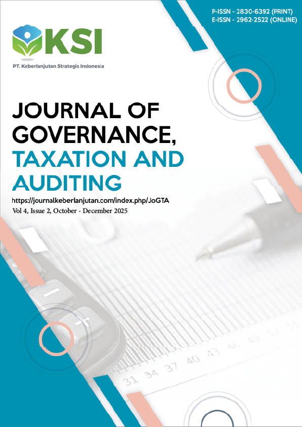 					View Vol. 4 No. 2 (2025): Journal of Governance, Taxation and Auditing (October - December 2025)
				